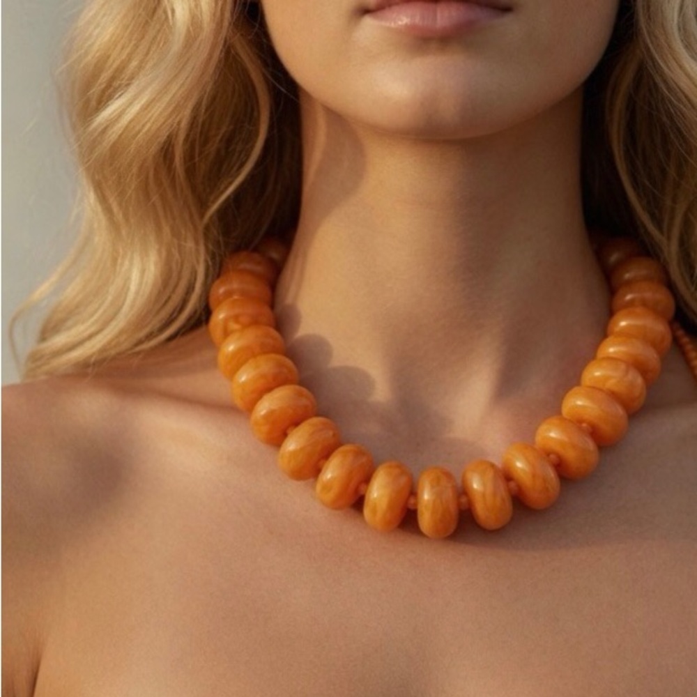 Tangerine Beaded Bold Necklace